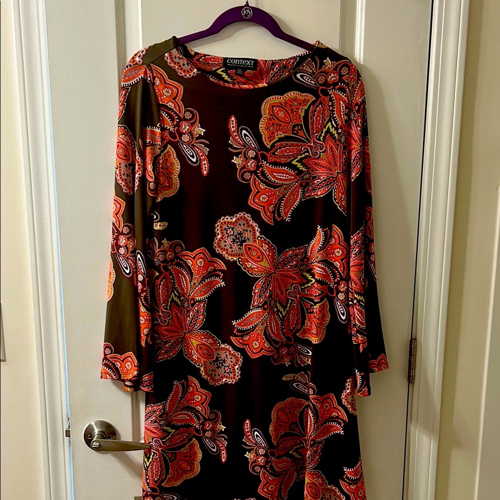 Brown/Orange/Peach/Red Floral Dress